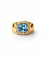 Anel Cristal Azul Cravejado