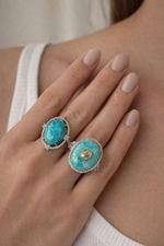 Anel Oval Turquesa Prata 925