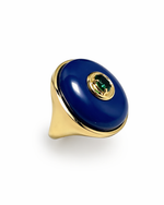 Anel Oval Azul Escuro