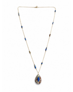 Colar Longo Gota Pedra Natural Jaspe