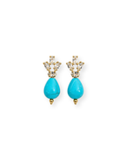 Brinco Mini Cristais e Gota Turquesa
