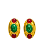 Brinco Oval Pressão 3 Pedras
