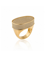 Anel Lumiére Oval Cravejado Lateral