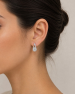 Brinco Moissanite 8mm Gota Vazada