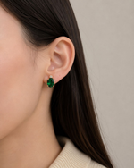 Brinco Petit Oval Cristal Verde e Zircônia