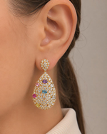 Brinco Gota Cristal Multicolorido