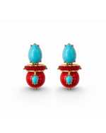 Brinco Neck Turquesa e Vermelho