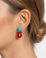 Brinco Neck Turquesa e Vermelho