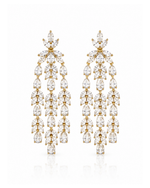 Brinco Chandelier Zircônias Ouro 18k