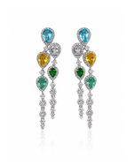 Brinco Multi Gems Duo Pendentes