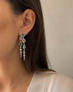 Brinco Multi Gems Duo Pendentes