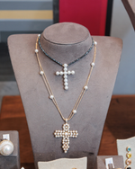Colar Hematita Pingente Cruz Ouro 18k