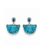Brinco Gota Cravejada Leque Turquesa