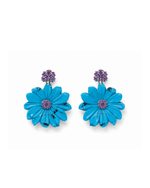 Brinco Flor Cravejada Turquesa Cooper