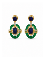 Brinco Burgundy Oval Verde e Azul