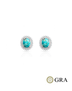 Brinco Pedra Turquesa Moissanite Oval GRA609042627