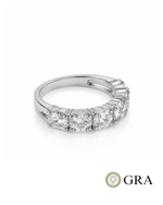 Anel Meia Aliança Moissanite 6 Pedras 5mm