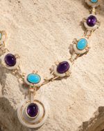 Colar ArtDeco Ametista e Turquesa