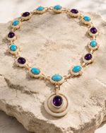 Colar ArtDeco Ametista e Turquesa
