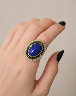Anel Neck Duo Jade Azul