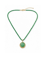 Colar Cristais e Pingente Jade Verde