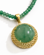 Colar Cristais e Pingente Jade Verde