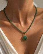 Colar Cristais e Pingente Jade Verde