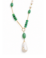 Colar Jade Verde com Pérola Barroca