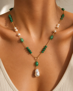 Colar Jade Verde com Pérola Barroca