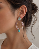 Brinco Gota Argola com Pedras