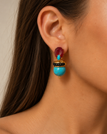 Brinco Neck Gota Rubi com Turquesa