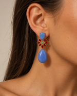Brinco Neck Alongado Jade Azul