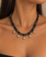 Colar Cristais Austríacos Obsidiana
