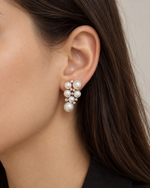 Brinco Bubbles Pérolas e Moissanite 2mm