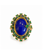 Anel Neck Duo Jade Azul com Verde Esmeralda