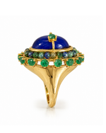 Anel Neck Duo Jade Azul com Verde Esmeralda