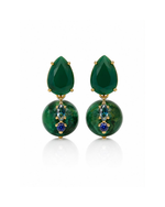 Brinco Neck Jade Esmeralda com Cristais Azuis
