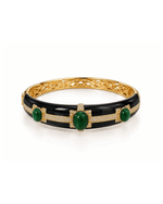 Bracelete Enamel Três Pedras Esmeralda