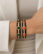 Bracelete Enamel Três Pedras Esmeralda