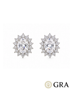 Brinco Oval Cravejado Moissanite 6x8mm