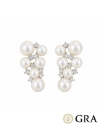 Brinco Bubbles Pérolas e Moissanite 2mm