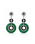 Brinco Pendente Zircônias e Jade Verde