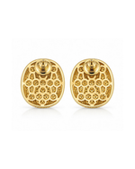 Brinco Botão Cravejado Ouro 18k