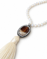 Colar Cristais Tassel Branco