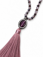 Colar Cristais Tassel Rosa