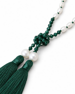 Colar Cristais Tassel Verde