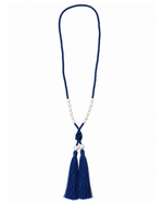 Colar Cristais Tassel Azul