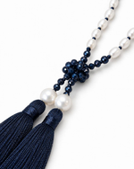 Colar Cristais Tassel Azul