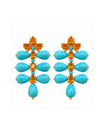 Brinco Flora Turquesa com Laranja