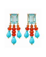 Brinco Square Pendentes Coral